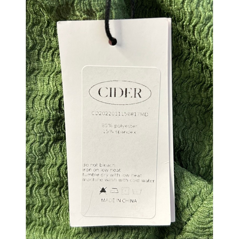 Cider Green Textured Ruched Drawstring Crop Top Lettuce Trim CD2022011156817MD M - Picture 5 of 6
